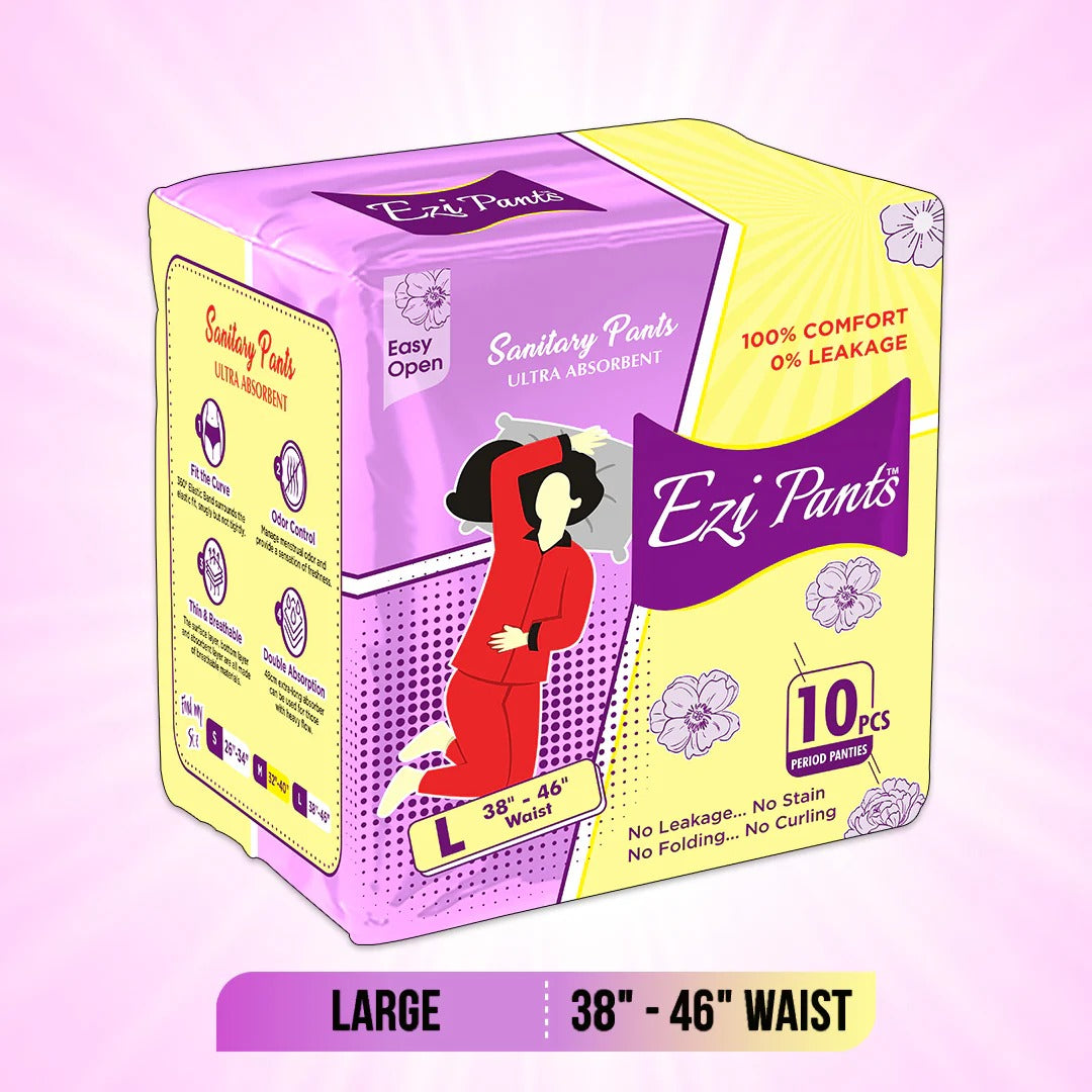 Pack of 10 Ezi-Pants Sanitary Pants - Protection upto 12 hours